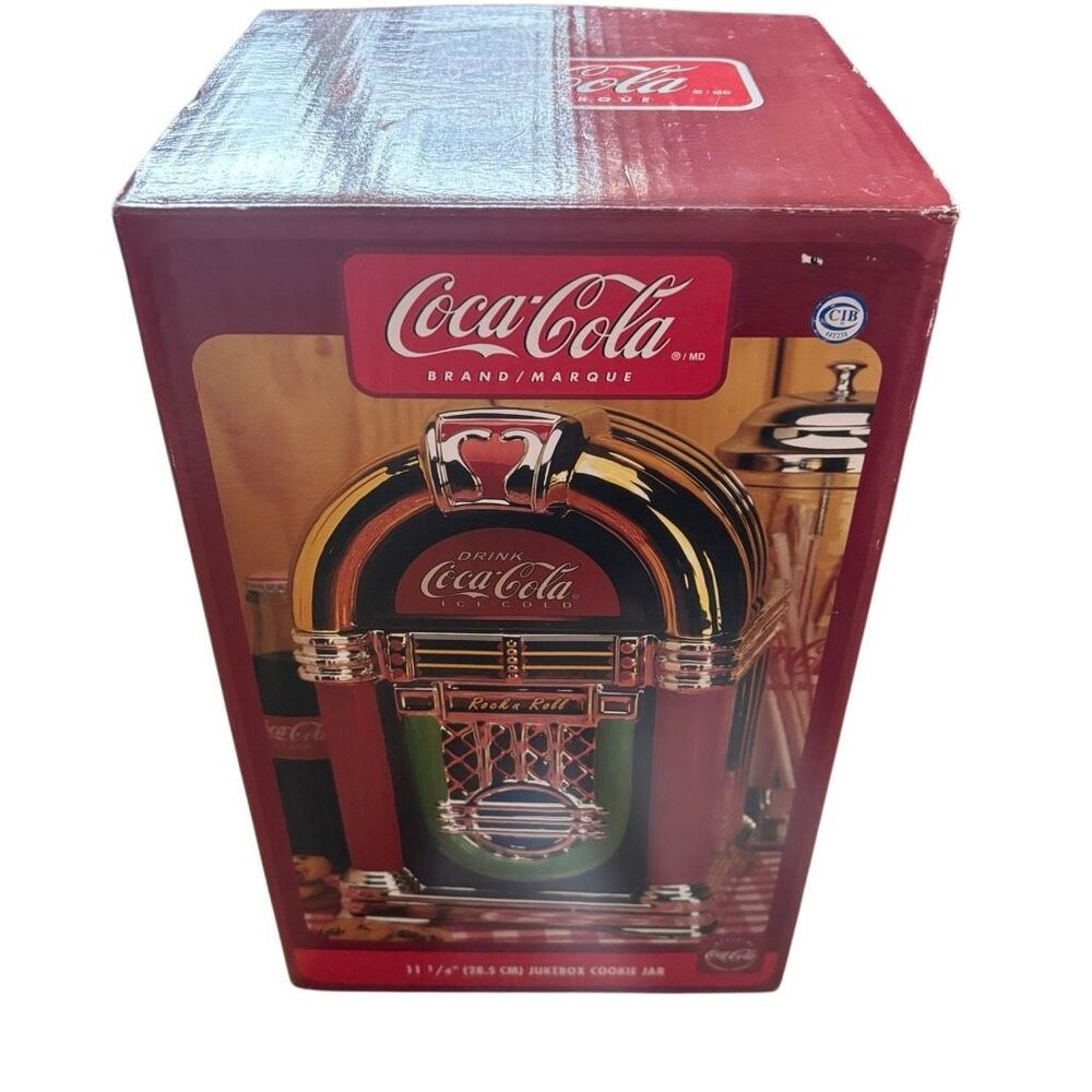 Vintage 2002 Gibson Coca-Cola Jukebox Cookie Jar In Box